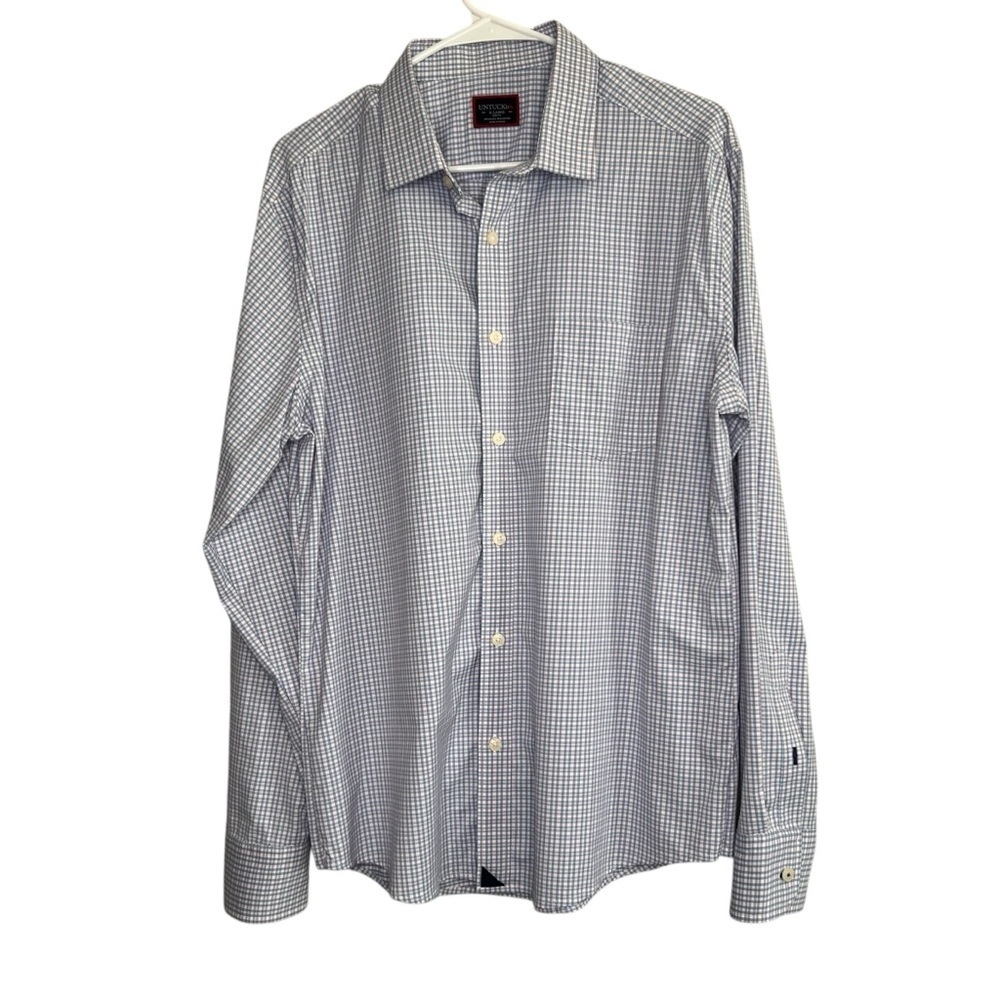 UNTUCKIT Shirt Mens Size XL Slim Fit Blue Plaid Button Up Long Sleeve Career